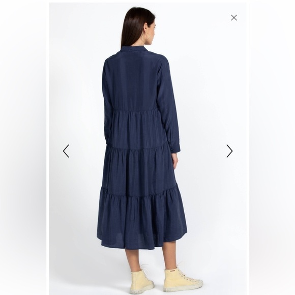 JOHNNY WAS Tiered Wanderer Dress Silk Blue Size Medium - Picture 7 of 12